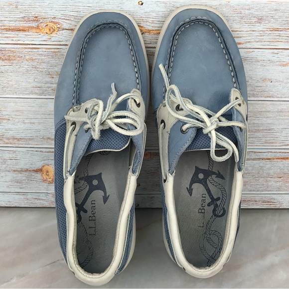 L.L. Bean Women's 2-eye Lakeside Boat Shoes in Blue/Gray size 8W - Picture 7 of 9